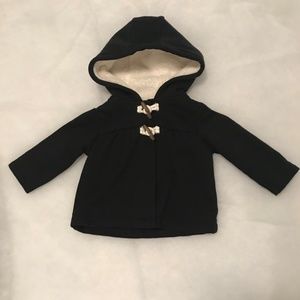 🎄 Carter's Black Fleece -Lined Hooded Overcoat